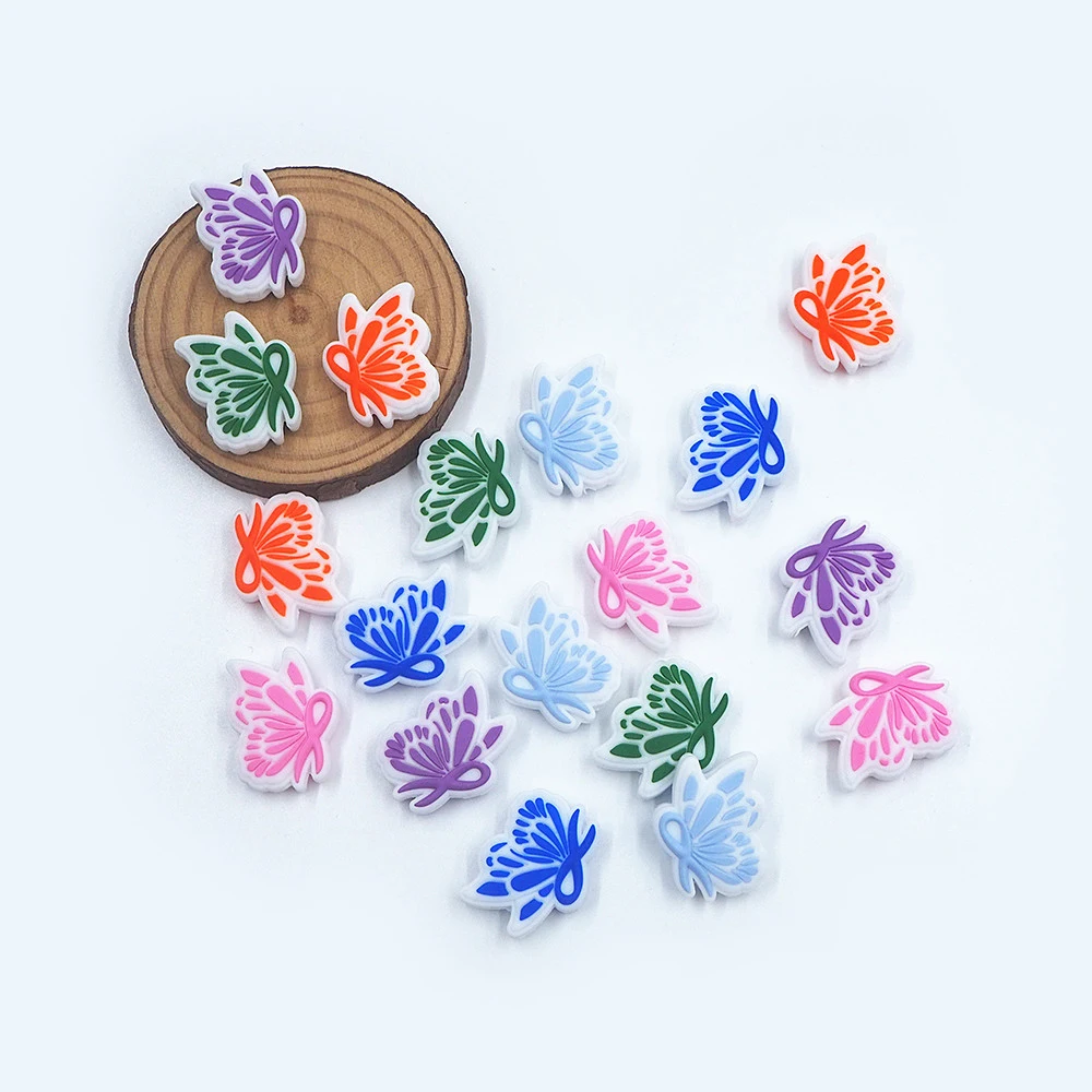 

50 шт., силиконовые бусины Chenkai в форме бабочки для ручки