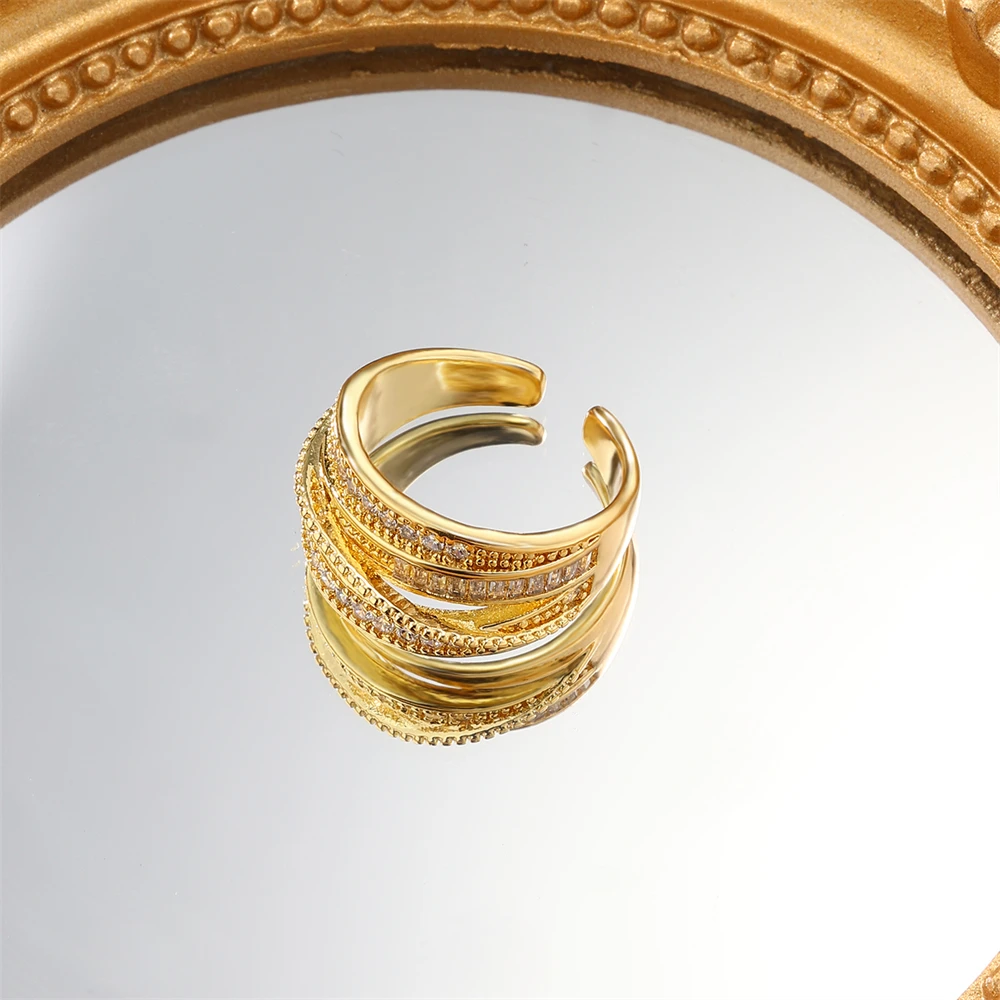 Изящные кольца с фианитом для женщин элегантные многослойные бриллиантовые