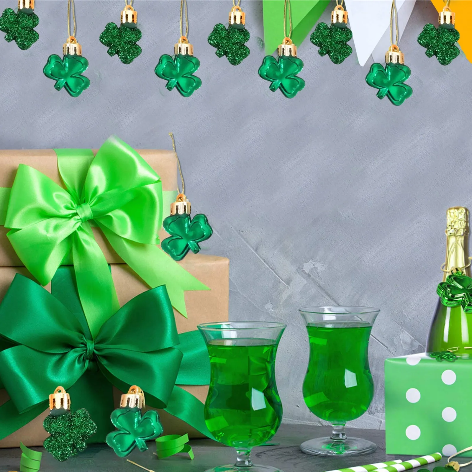 24 шт. ирландские акулароты орнамент блестящий клевер удачи подвесная безделушка