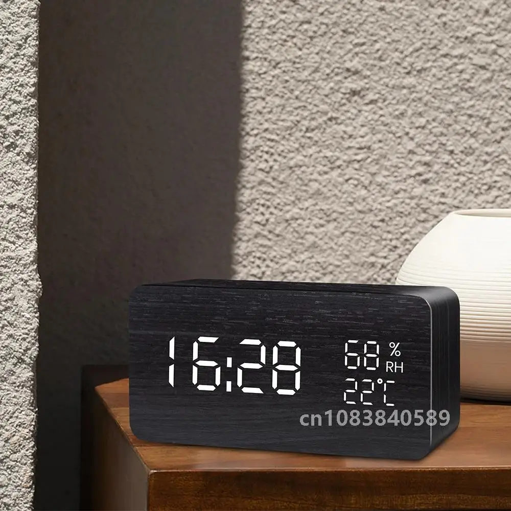 Будильник светодиодные цифровые деревянные настольные часы с питанием от USB/AAA и