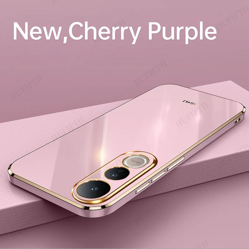 Фото Мягкие чехлы для телефонов из ТПУ V50Lite 6D Plaiting для VIVO V50 Lite 5G, силиконовый противоударный чехол для Vovo V 50, чехол для автомобиля №2