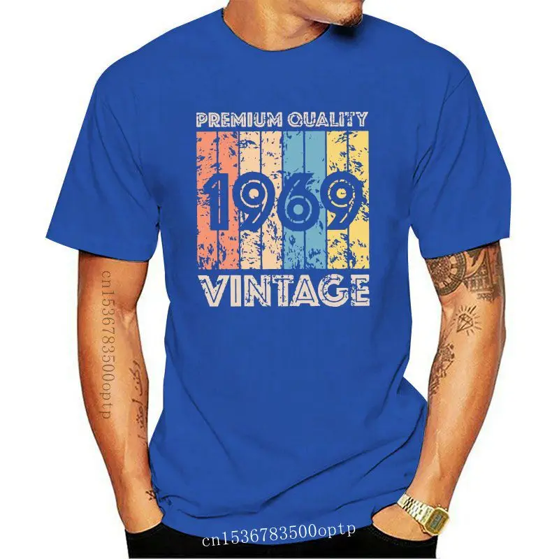 

Camiseta de algodón 1969 para hombre, camisa divertida de cuello redondo, Vintage, Retro, 50 años, regalo de cumpleaños, novedad
