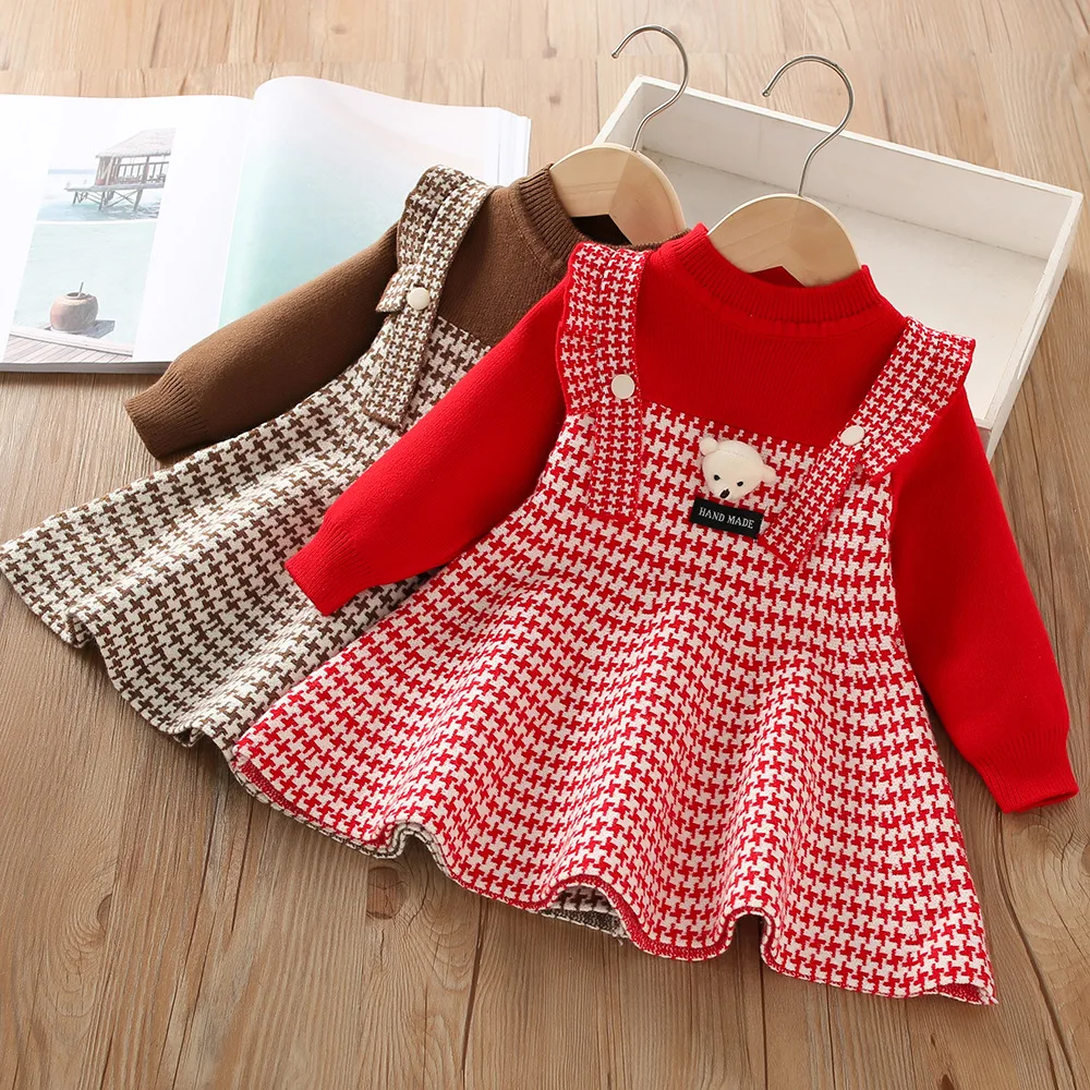 

Girls Knitted Dresses Autumn Winter Children Woolen Sweaters Dress For Baby Girl Princess Party Clothes Kids Costume 2023 Dress