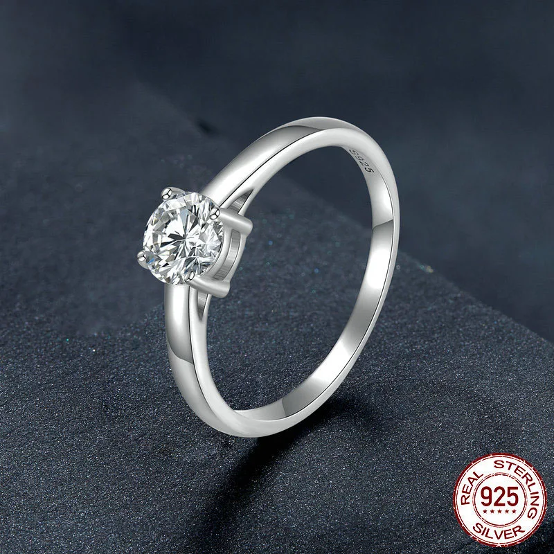 

Кольцо из серебра s925 пробы с блестящим мозанитом, кольцо с платиновым покрытием из циркония с инкрустацией четырьмя крапанами, украшения для рук