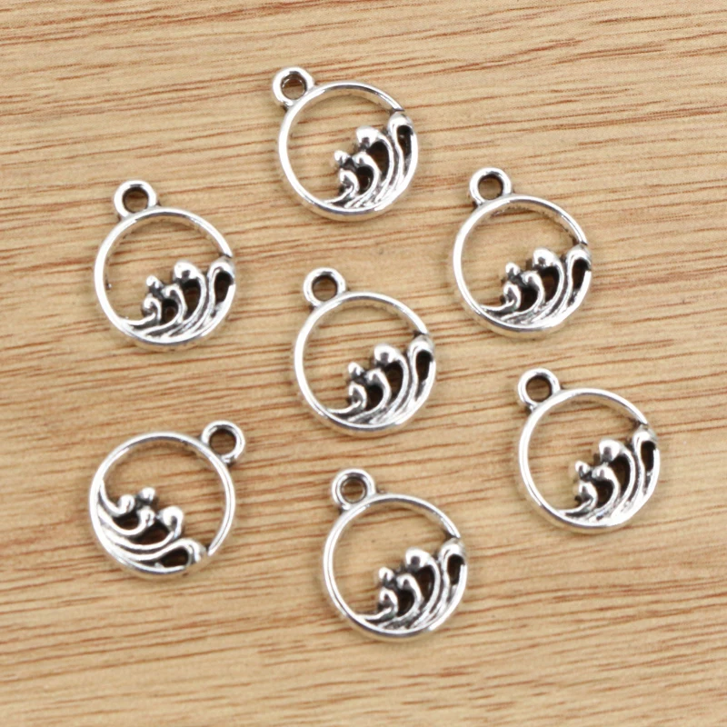 40 шт. 4x11 мм Античные посеребренные Подвески ручной работы с водяными волнами DIY ювелирные изделия для браслета и ожерелья
