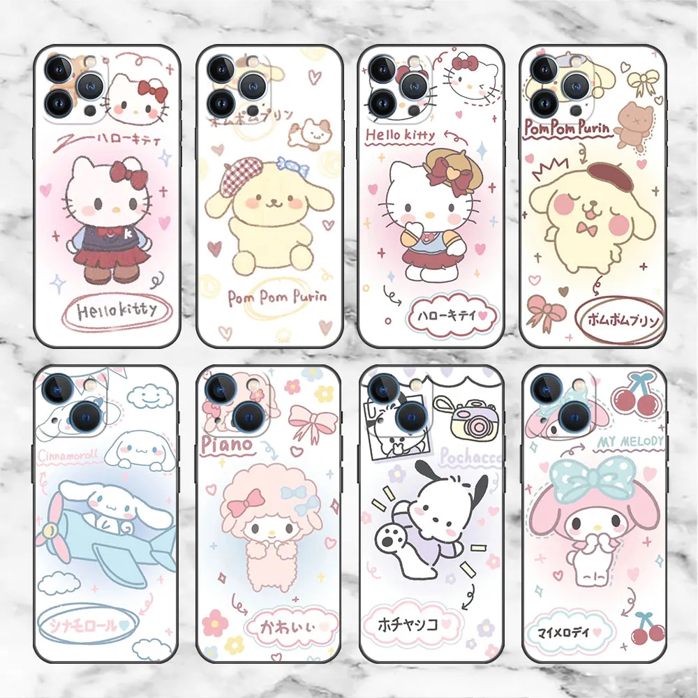 

Phone Case For iPhone 14 13 12 11 pro max 8 7 6 6S Plus XS Max XR X Bumper Back Fundas Cover Shell Cute Pompom Purin