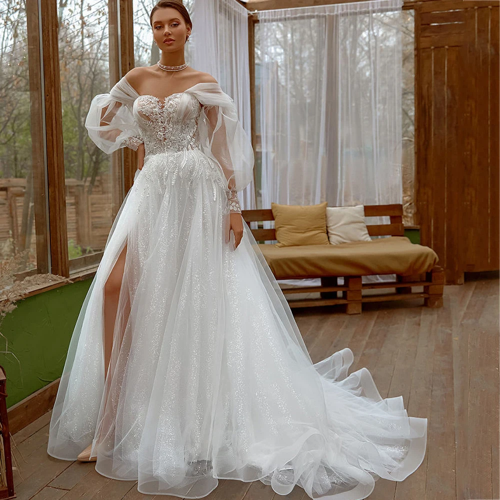 

Сексуальные свадебные платья, элегантные трапециевидные платья со шлейфом, открытая спина, иллюзия, длинные рукава, Милая юбка с разрезом, свадебное платье