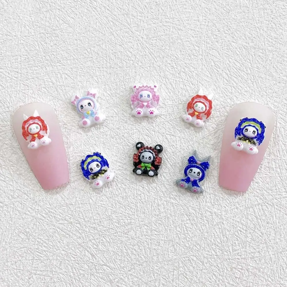 

10Pcs/set Cute Cartoon Dolls Nail Decorations Colorful Nail Jewelry Resin Nail Rhinestones 3D Nail Drills Manicure Accessories