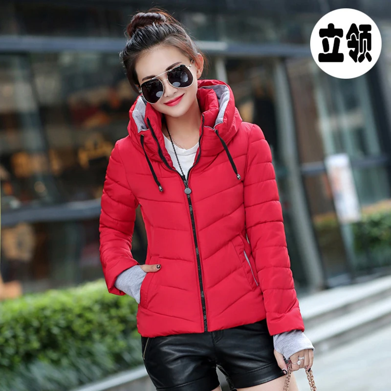 2022 Winter Jacket Women Clothes Womens Parkas Thicken Outerwear Solid Coats Short Female Slim Cotton Padded Basic Tops Hiver