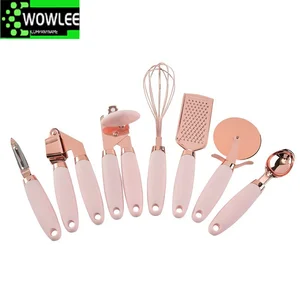 4 7pcs rose gold garlic press pizza cutter kitchen gadget set can opener potato cooking high end kitchenware kitchen accessories free global shipping
