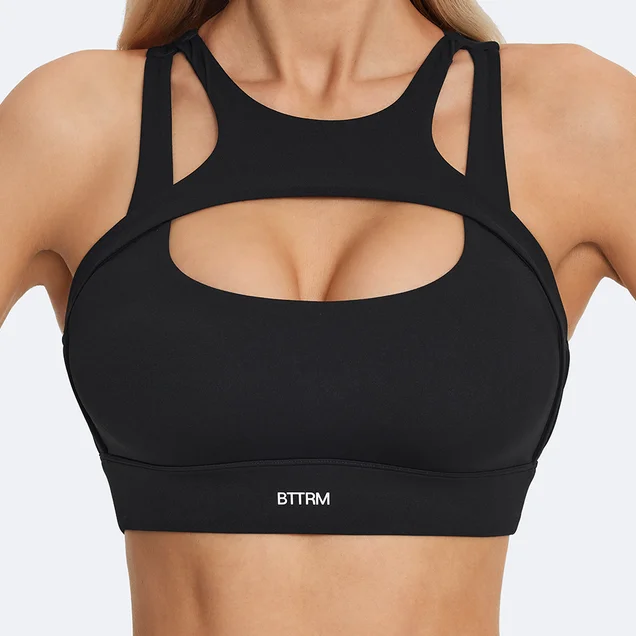 Фото Спортивный бюстгальтер BetterMe Sexy Hollow для фитнеса и йоги, женский, с эффектом пуш-ап, высокой степенью поддержки, ударопрочный, топ-бра для тренировок №1