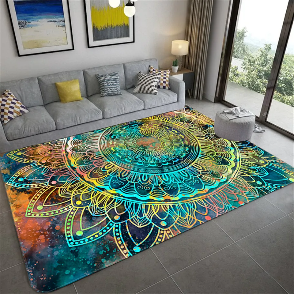 

Colorful Starry Mandala Large Size Living Room Rug Gorgeous Carpet Floral Bedroom Girl Decoration Corridor Doormat Kitchen Mat