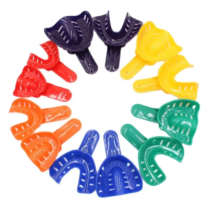 12Pcs/set Disposable Plastic Dental Impression Trays Adult And Children Central Supply Materials Teeth Holder Oral Care Tools