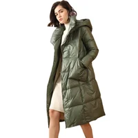 FTLZZ Winter Ultra Light Duck Down Jacket Casual Snow Coats Green Hooded Paraks Warm Puffer Coat OL Down Parkas