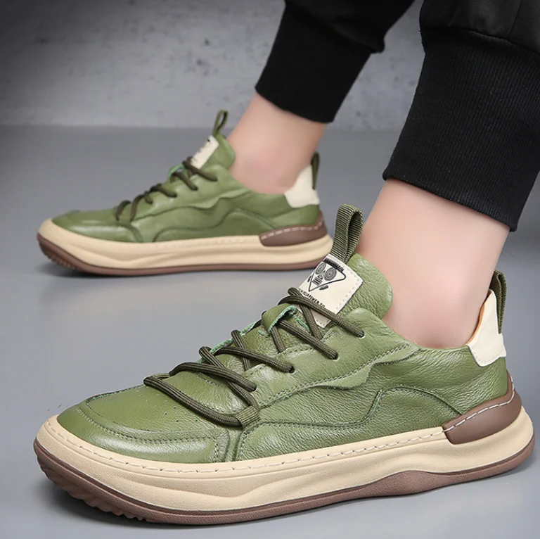 Genuine Leather Soft Bottom Surface Men's Casual Sneakers 2024 Autumn and Winter New Trendy Hollow Breathable White Shoe...