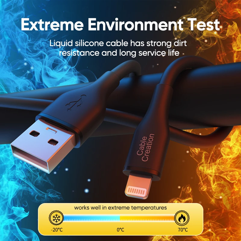CableCreation MFi Certified Lightning Cable Fast Charging iPhone Cable Charger for iPhone 13 14  Pro Max 12 11 X Liquid Silicone