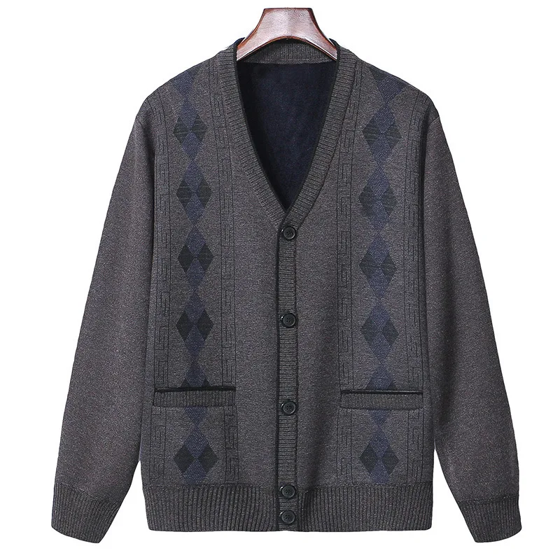 Fashion Brand V-neck Sweater Cardigan Coat Men 2023 Autumn and Winter Fleece Casual Tops Thick Warm Wool Sweater Drop Shipping