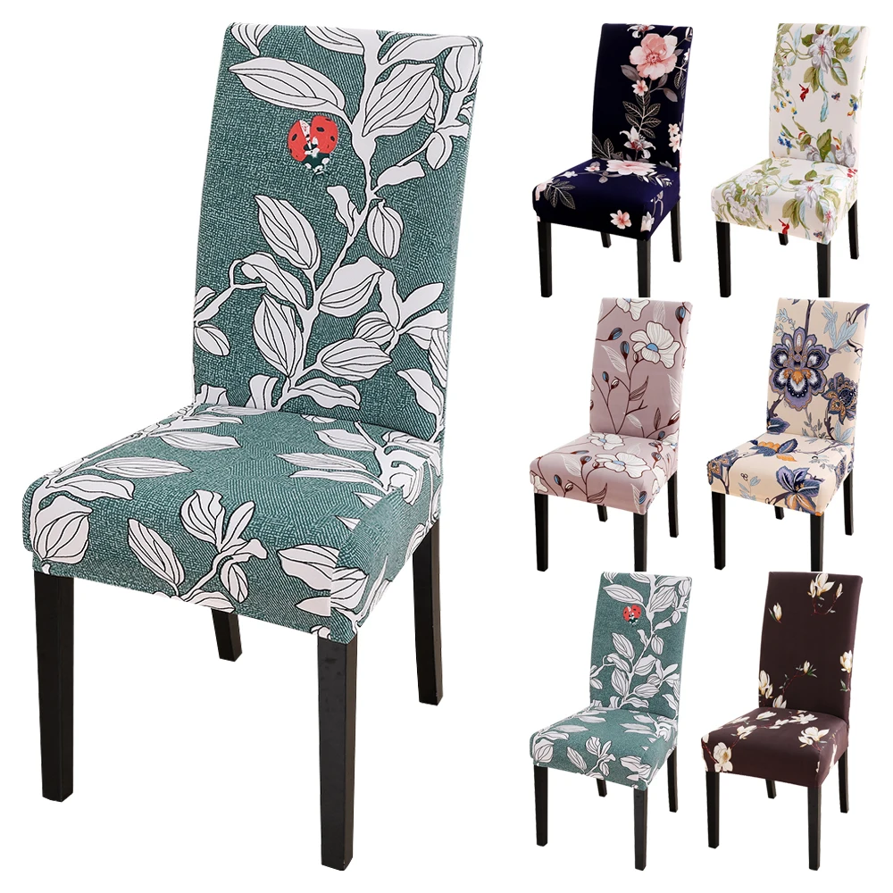 

1/2/4/6Pcs Flower Printed Chair Cover Stretch Spandex Elastic Chair Slipcover for Wedding Dining Chairs Room Funda Silla Sillas