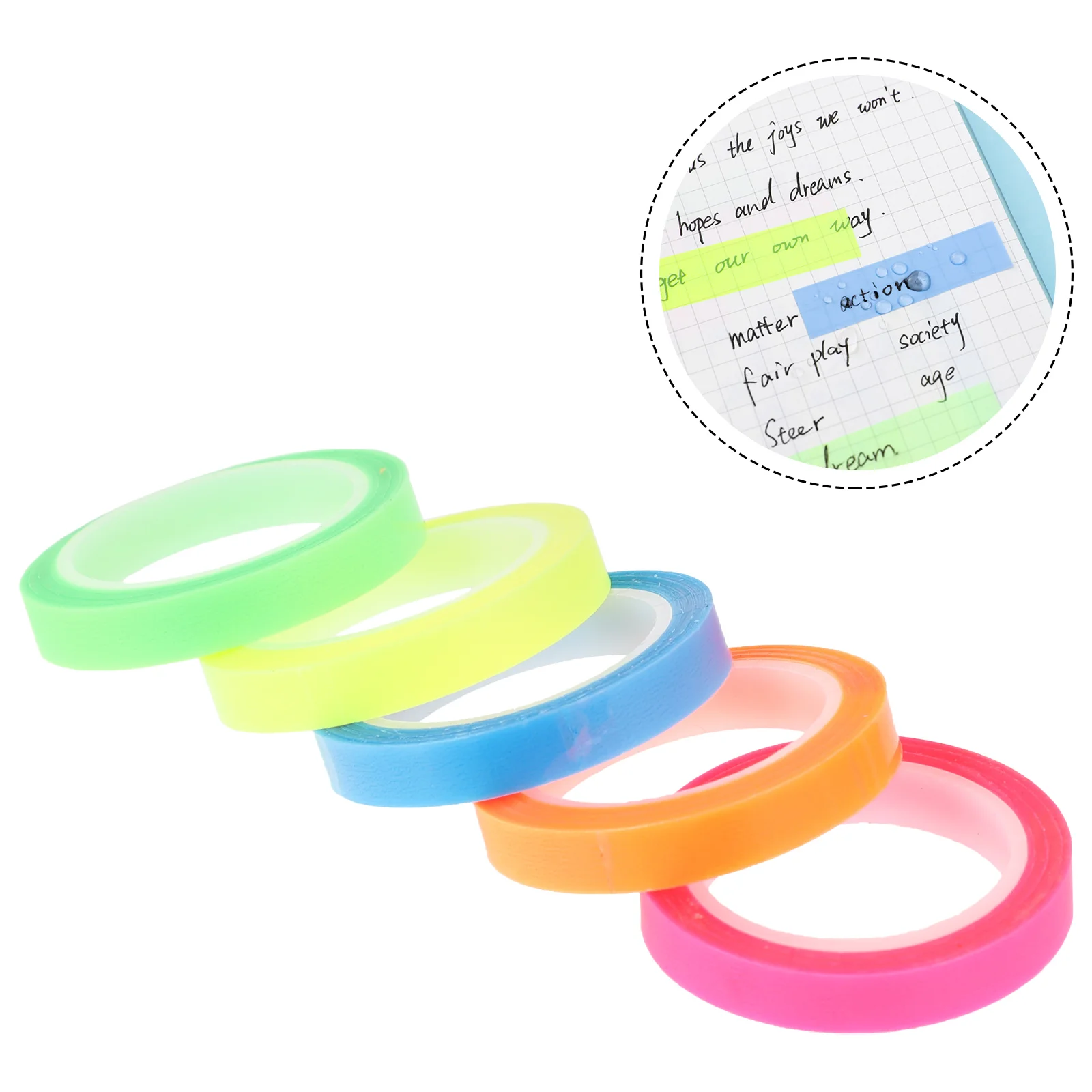 

10 Rolls Waterproof Index Sticker Transparent Highlighter Tape Reading Tabs Tapes Color Note Colorful Sticky Notes Label Books