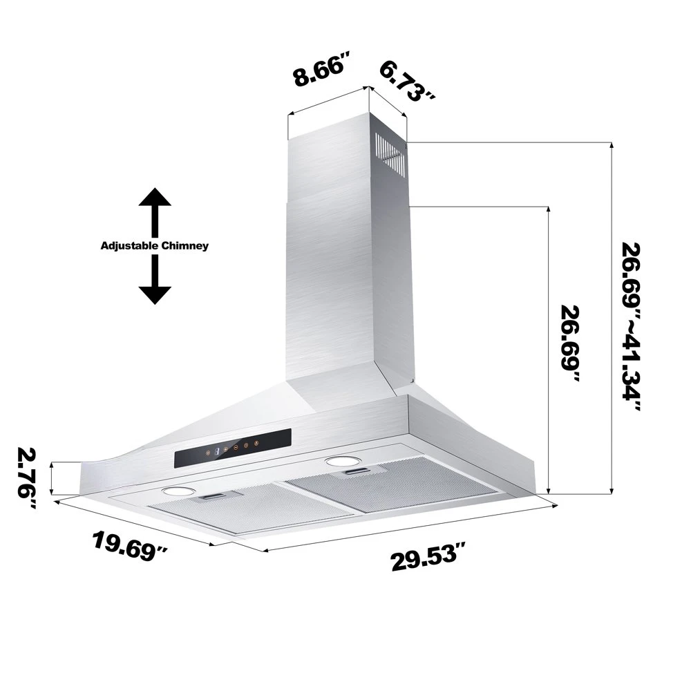 

Mount Range Hood 30 in 450 CFM Kitchen Hood in Stainless Steel,Ducted and Ductless Convertible,CAS30875