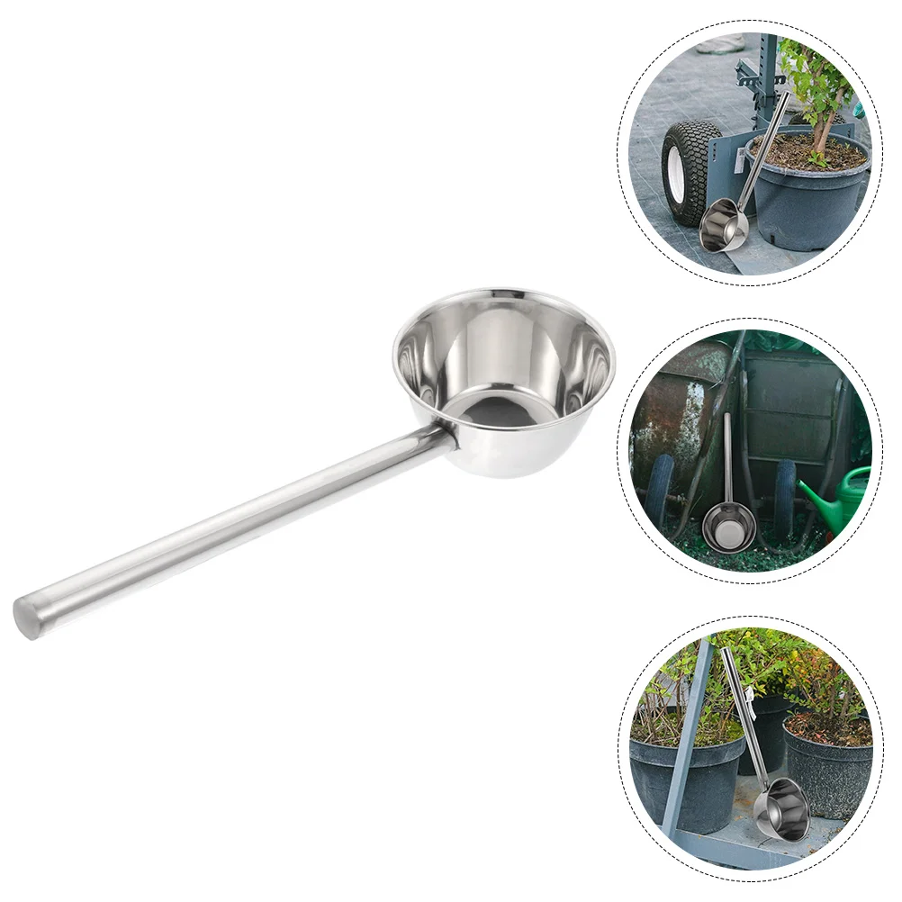 

Ladle Water Watering Spoon Scoop Cup Kitchen Stainless Steel Dipper Handle Bath Soup Metal Garden Rinse Washinghair Shampoo