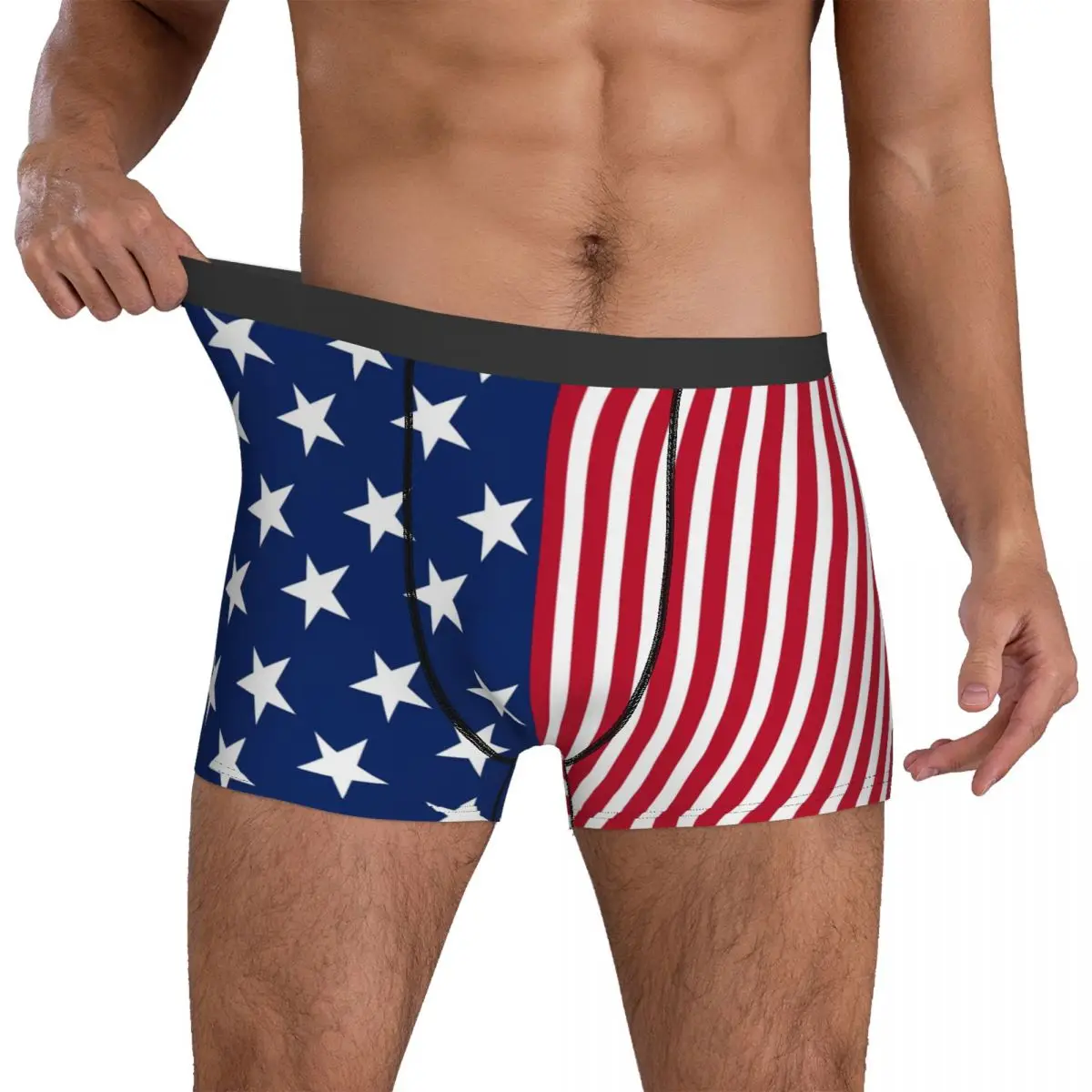 

Нижнее белье с американским флагом, боксеры в полоску и со звездами, шорты-боксеры с принтом, однотонные мужские трусы большого размера