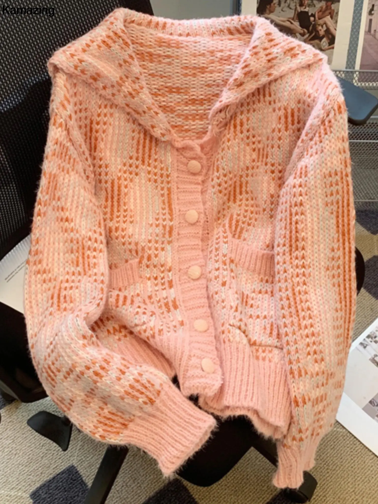 

2023 Autumn Winter Knitting Long Sleeve Cardigans Women Sweet Sailor Collar Single Breasted Sweater Ladies Casual Knitwear Tops