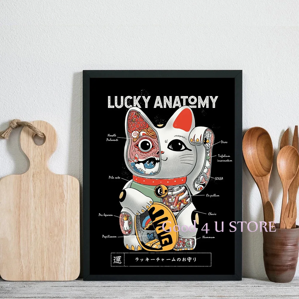 Японская счастливая кошка Манеки Неко мультяшный Милый Постер с животными