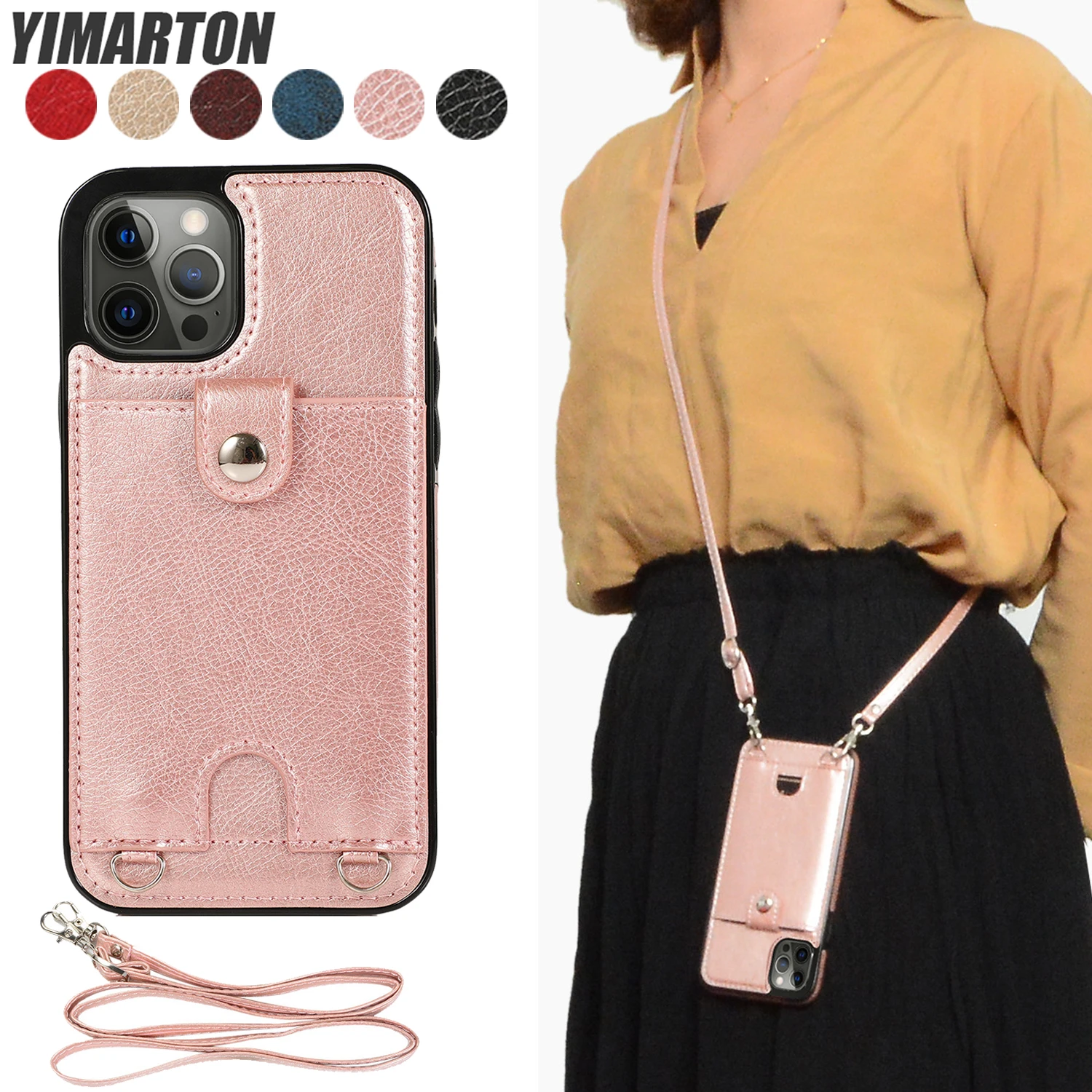 

Кожаные сумки через плечо для телефона, чехол для iPhone 14 13 12 Mini 11 Pro X XS Max XR 8 7 6 6s Plus SE 2020 2022, чехол с отделениями для карт