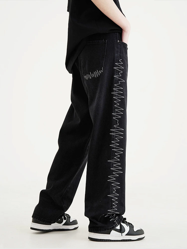 Y2K Men's Loose Embroidered Jeans Women's Hip-hop Style Street Clothing Jeans Men Clothing Pants
