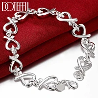 doteffil 925 sterling silver full heart chain bracelet for woman wedding engagement fashion party charm jewelry