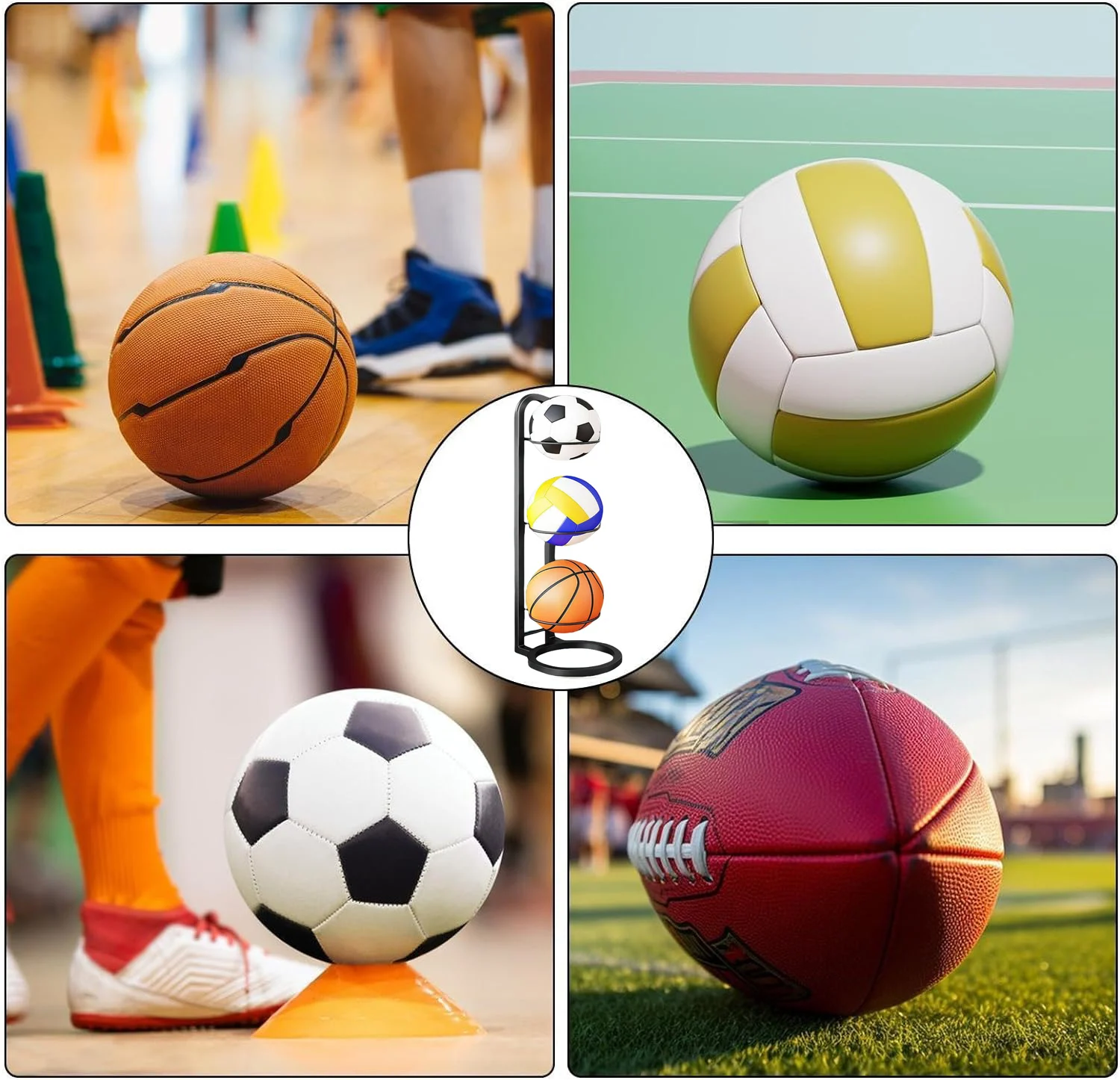 Стеллаж для хранения баскетбольных мячей и футбольных в помещении