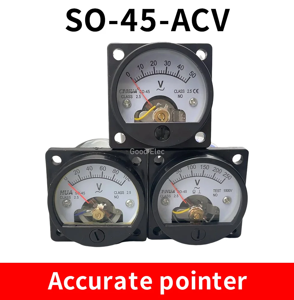 новый вольтметр SO-45 AC 1V 2V 5V 10V 15V 20V 50V 100V 150V 200V 300V 500V круглый аналоговый циферблатный