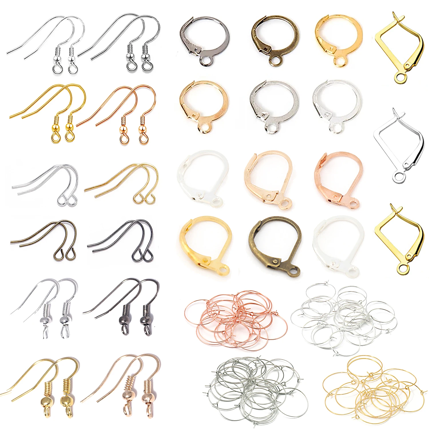 Stainless Steel French Earrings Clasps Hooks Fittings DIY Jewelry Making Iron Hook Earwire Earring Findings Gold Silver Jewelry