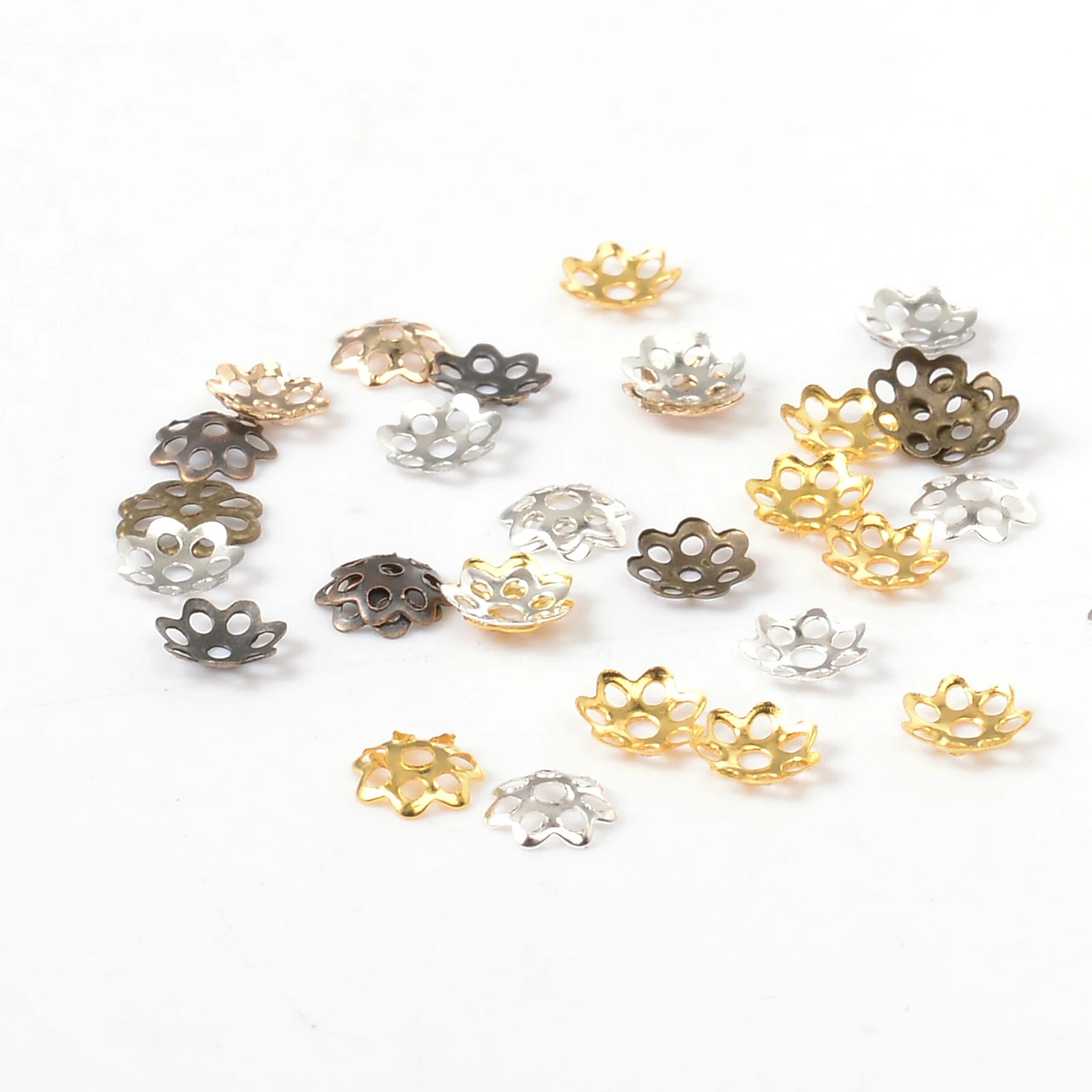 

500pcs 6mm Bronze Flower Petal Beads Caps Bulk End Spacer Charms Bead Caps For Jewelry Making Accessories DIY Supplies