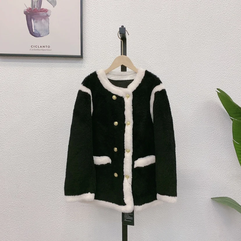 

2023 new Xiaoxiangfeng all- grain real 100 wool fur coat