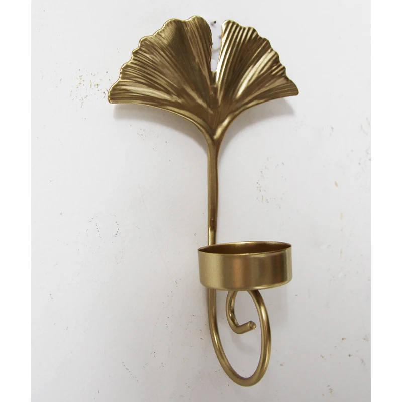 Металлический настенный подсвечник в форме листа из кованого железа поделки с