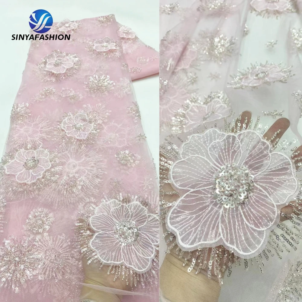 Черная Роскошная сетчатая кружевная ткань с блестками высокого качества 5 ярдов