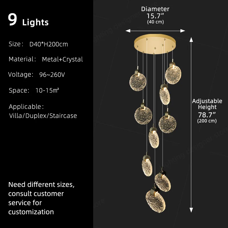 

Подвесные светильники для лестниц, скандинавское освещение для лестницы, люстра с разъемом и выдвижной конструкцией, пузырьковый кристалл, высокая потолочная лестница, подвесной светильник