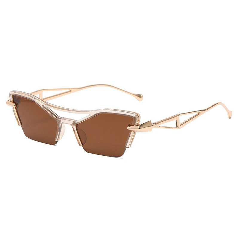 

Fashion Cat Eye Semi-Rimless Sunglasses New Women Men Trends Punk Hollowed Sun Glasses Female Y2k Gradient Shades Eyewear Oculos