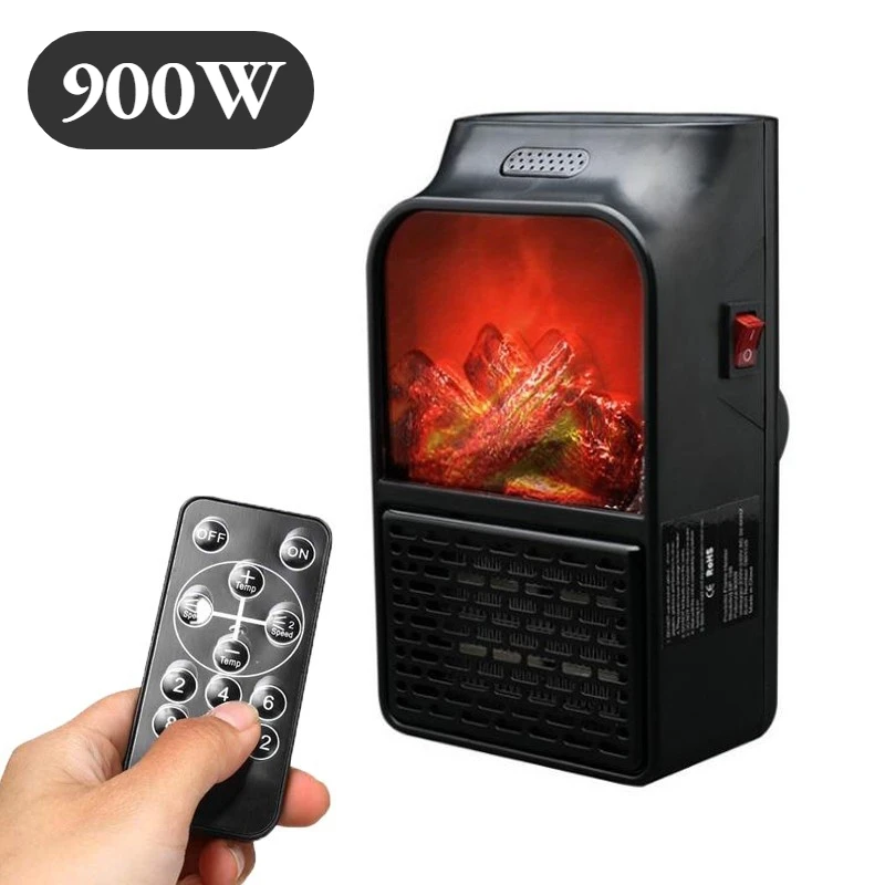 

Electric Wall-Outlet Room Heater Portable Winter Heating Machine 900W Powerful Remote Control Fan Heater for Home Office