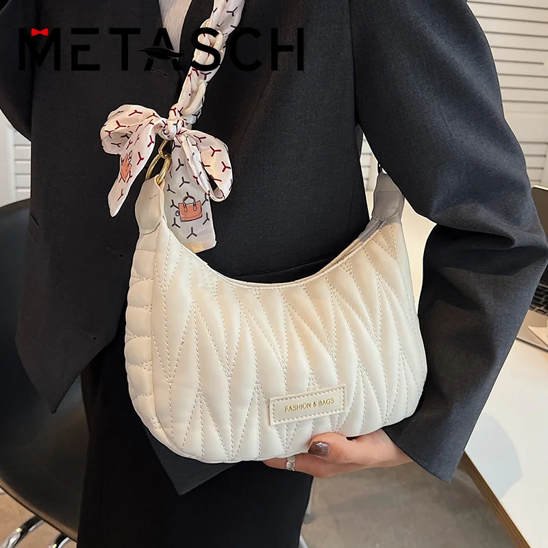 

METASCH Summer Messenger Bag Small Bag 2022 New Fashion Women Bag Versatile Ins Shoulder Bag Solid Thread Pattern Crossbody Bag