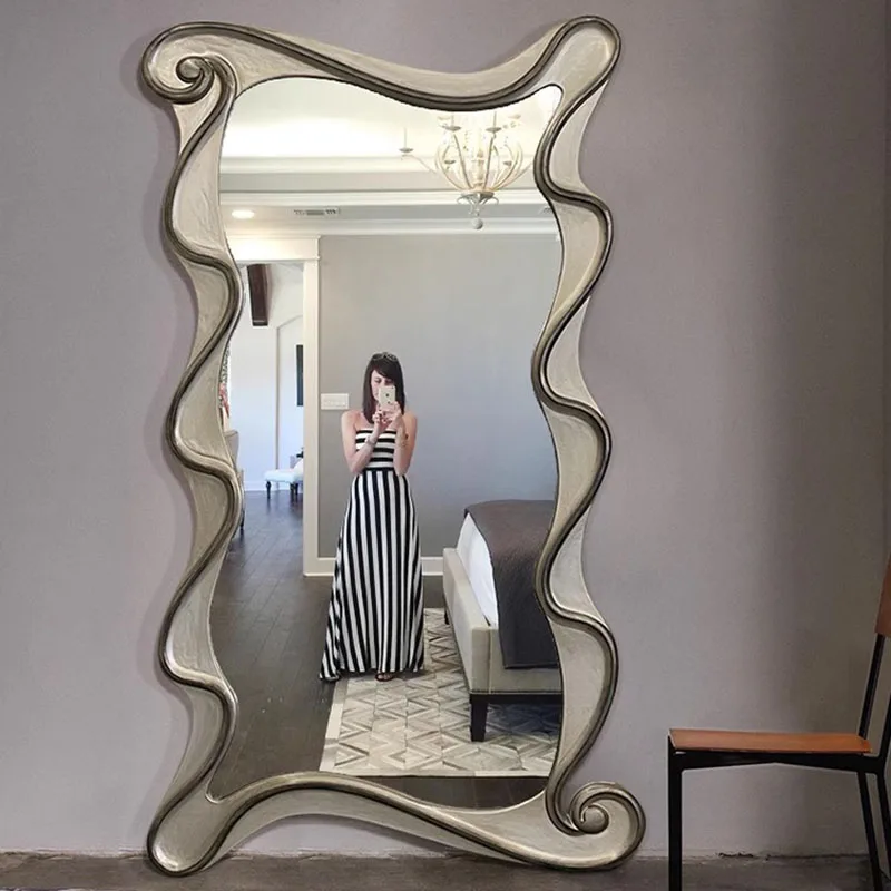 

Hanging Dressing Mirror Wavy Wall Living Room Modern Mirror Aesthetic Shower Compact Luxury Funky Espelhos Home Decorations