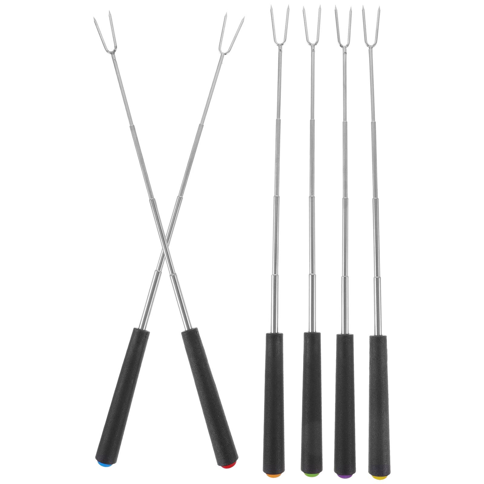 

6 Pcs Telescopic Barbecue Fork Metal Roasting Supplies Sticks Outdoor Bbq Skewers Grilling Meat Set Abs