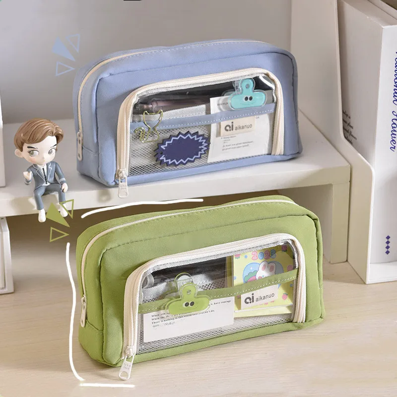 

Creative DIY transparent window pencil bag Student school supplies storage bag Children cute stationery bag color pen case gifts