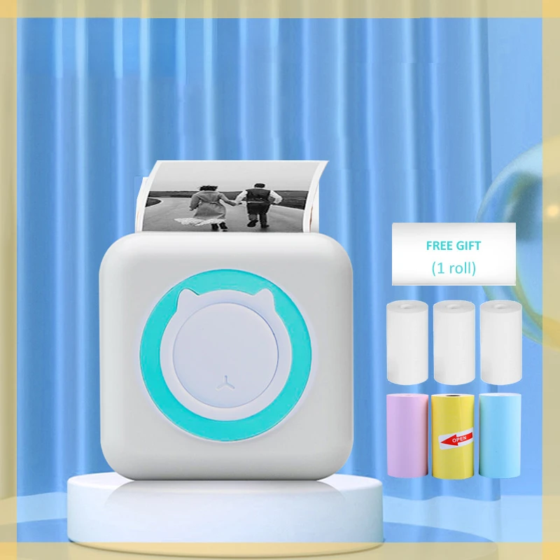 

2023NEW Portable Thermal Printer Paper Photo Pocket Thermal Printer Printing Wireless BT Connect Printers 200dpi Photo Lable