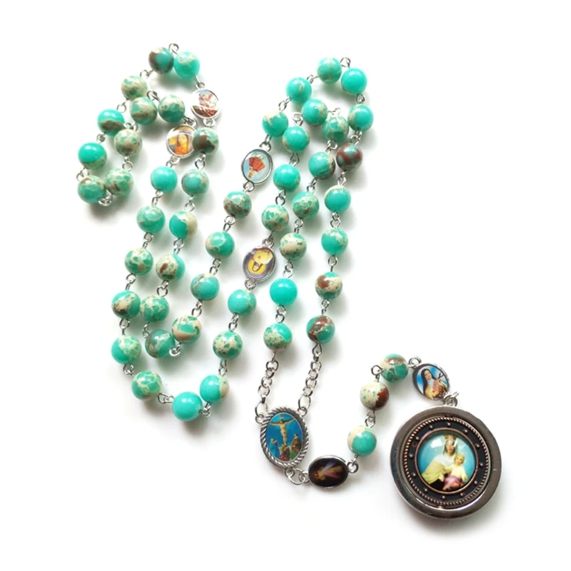 Винтажные четки католические молитвенные бусины ожерелье с Христом Иисусом