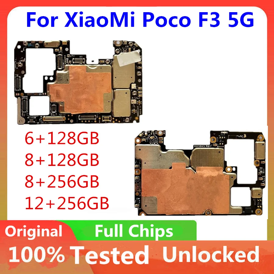 

Original Unlocked Motherboard For Xiaomi POCO F3 5G Global Version Logic Board 256GB 128GB Full Chips For Xiaomi POCO F3 Placa