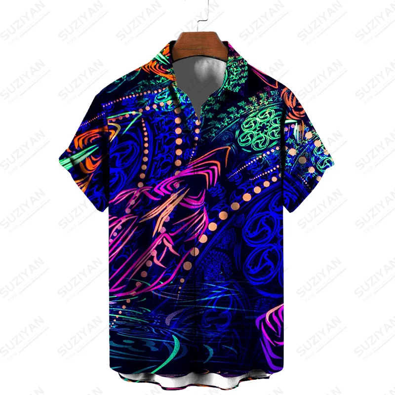 

Stand Anime Top Clothing Short-Sleeved Business Shirts For Men Floral Fashion Japanese Summer Button Up Shirt Men Shirt Men