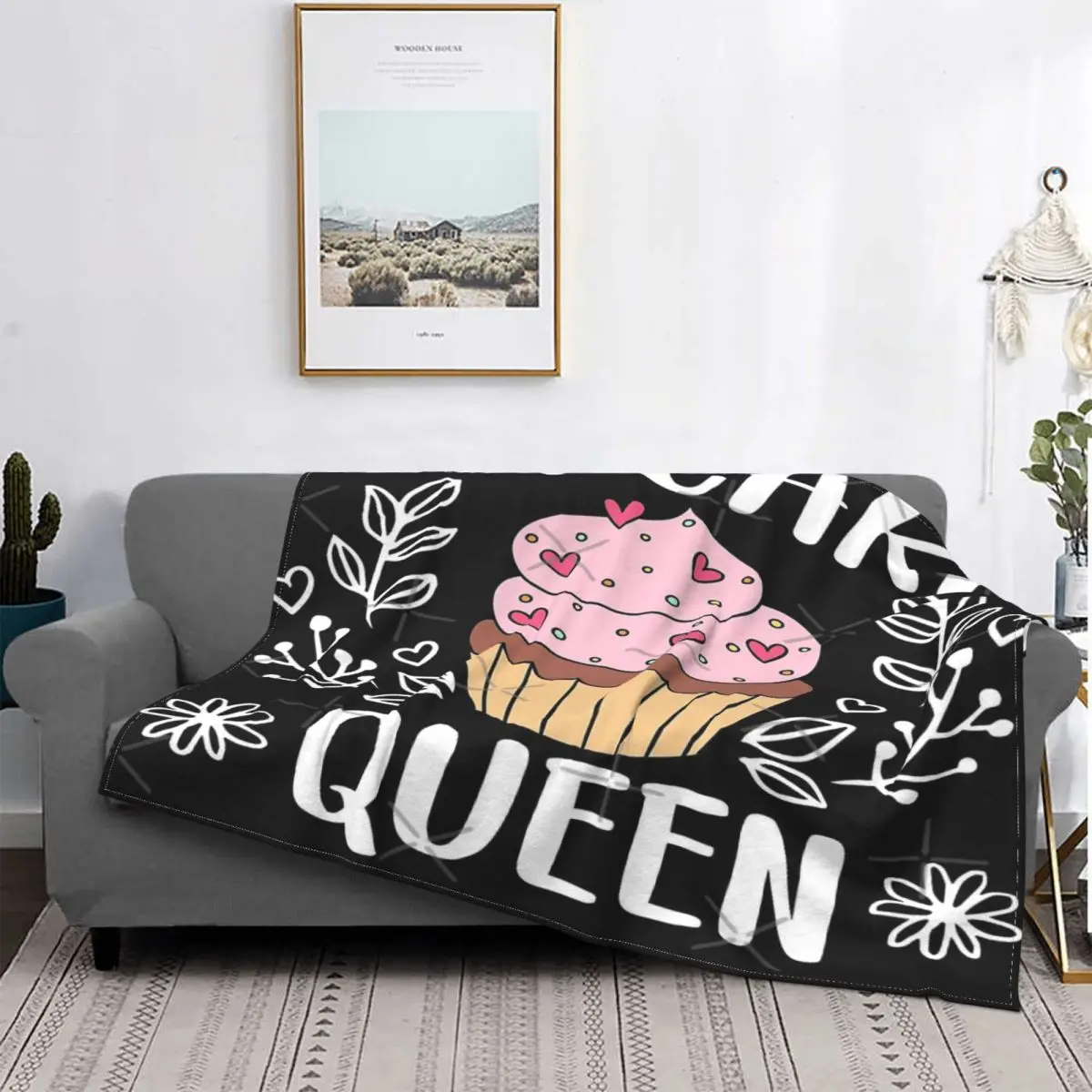 

Cupcake Queen confitería Baker 1 manta colcha cama a cuadros funda de cama a cuadros sofá Kawaii manta ponderada